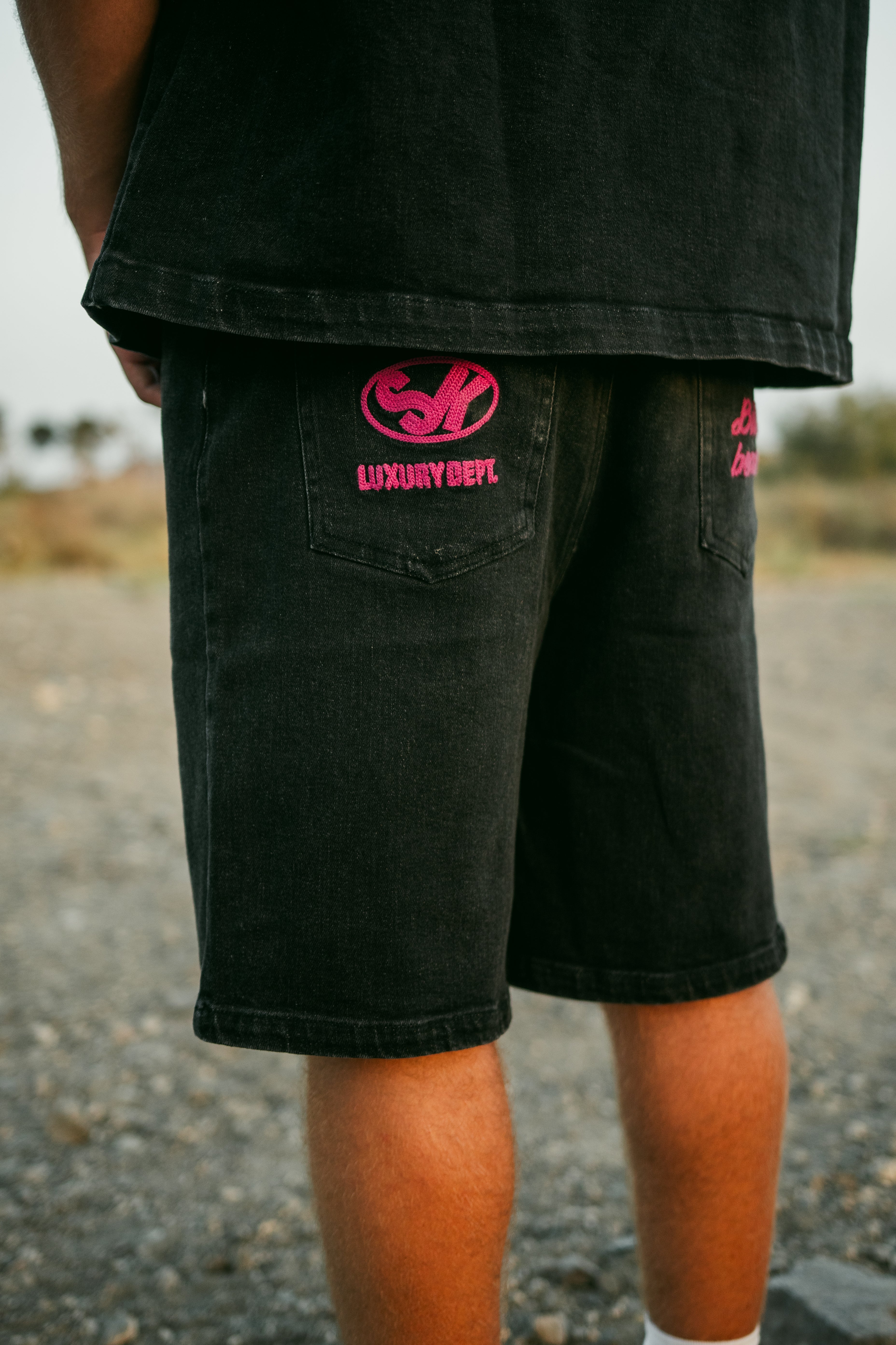 Denim Jorts Black & Pink