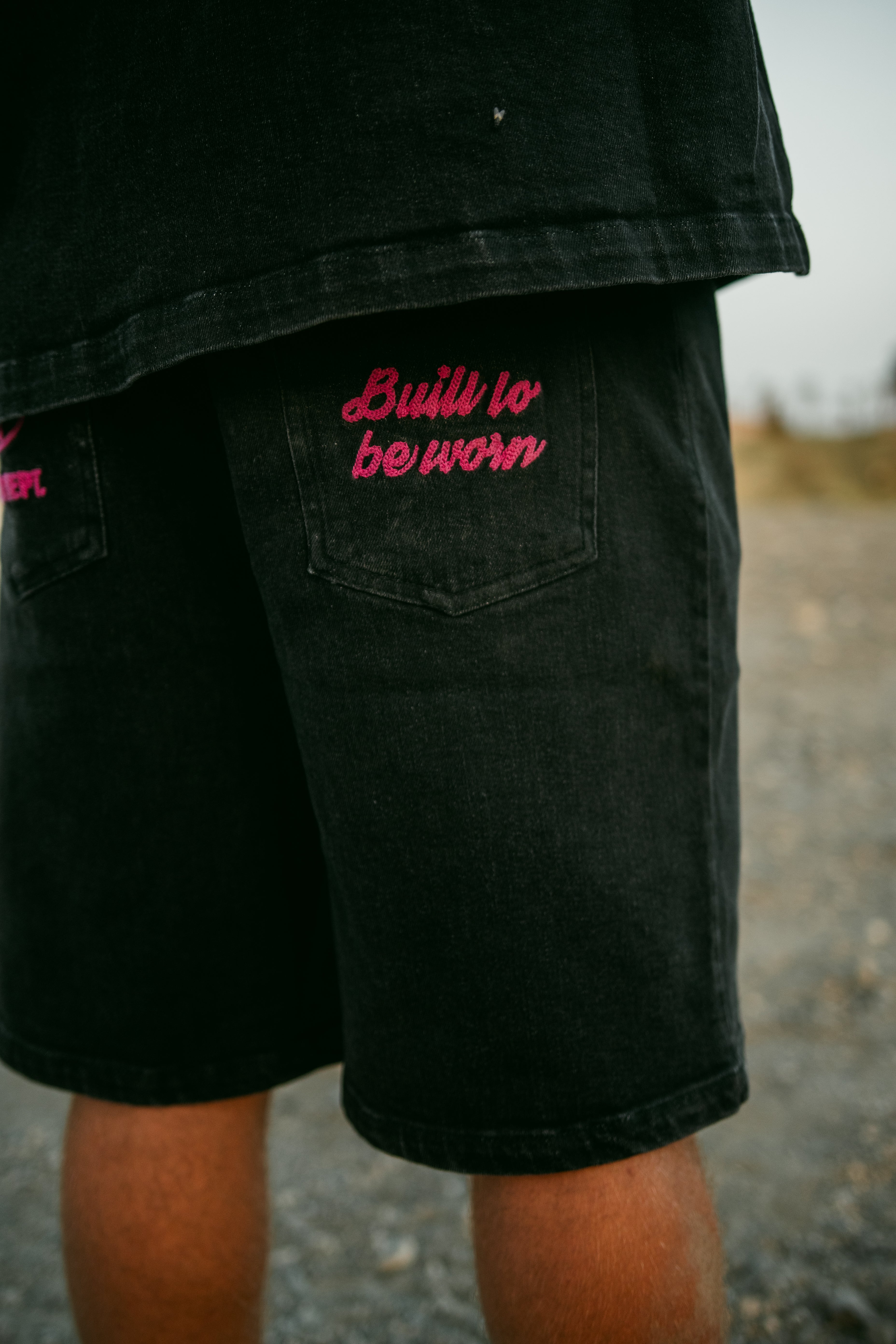Denim Jorts Black & Pink