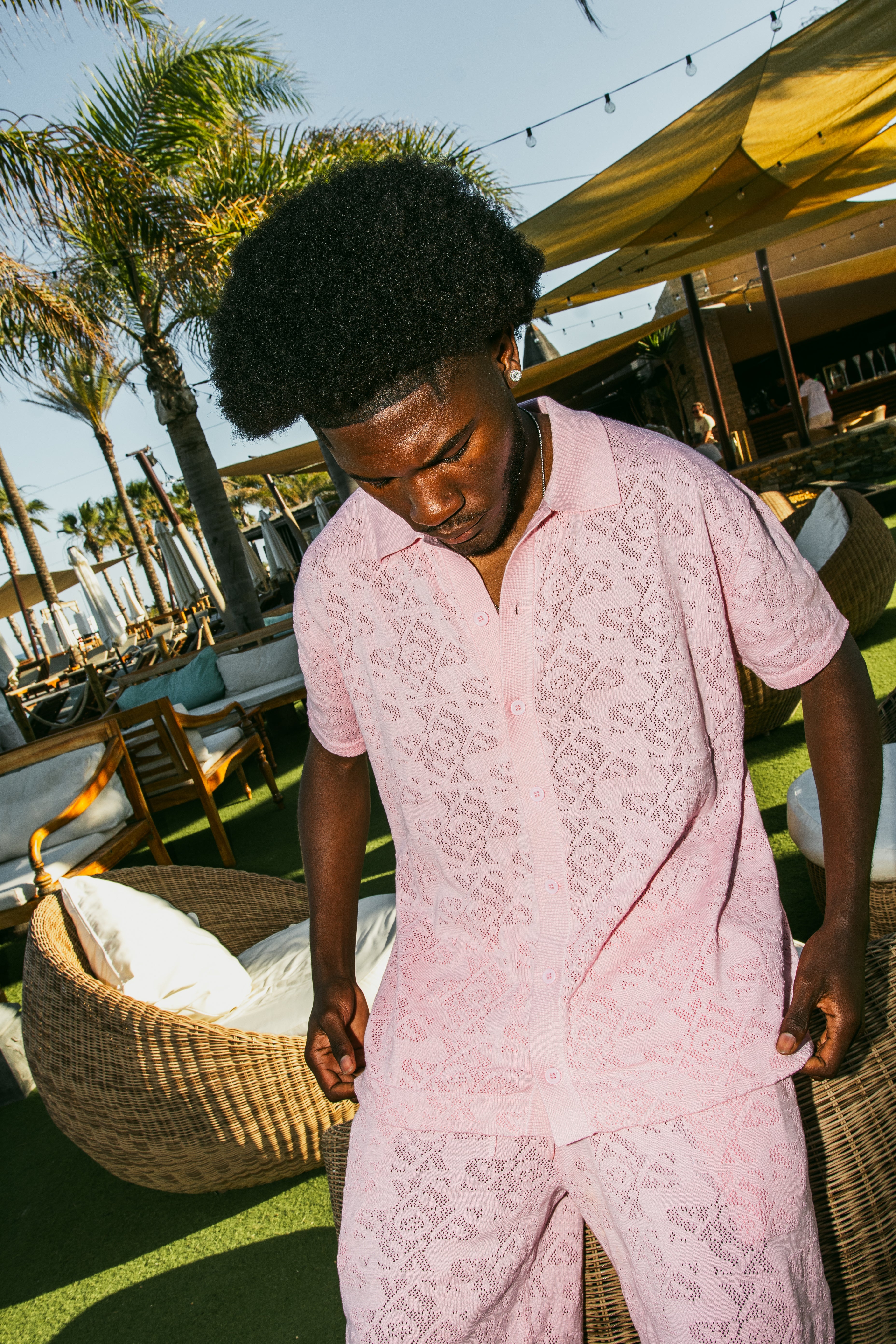 Luxury Jacquard Pink Shirt