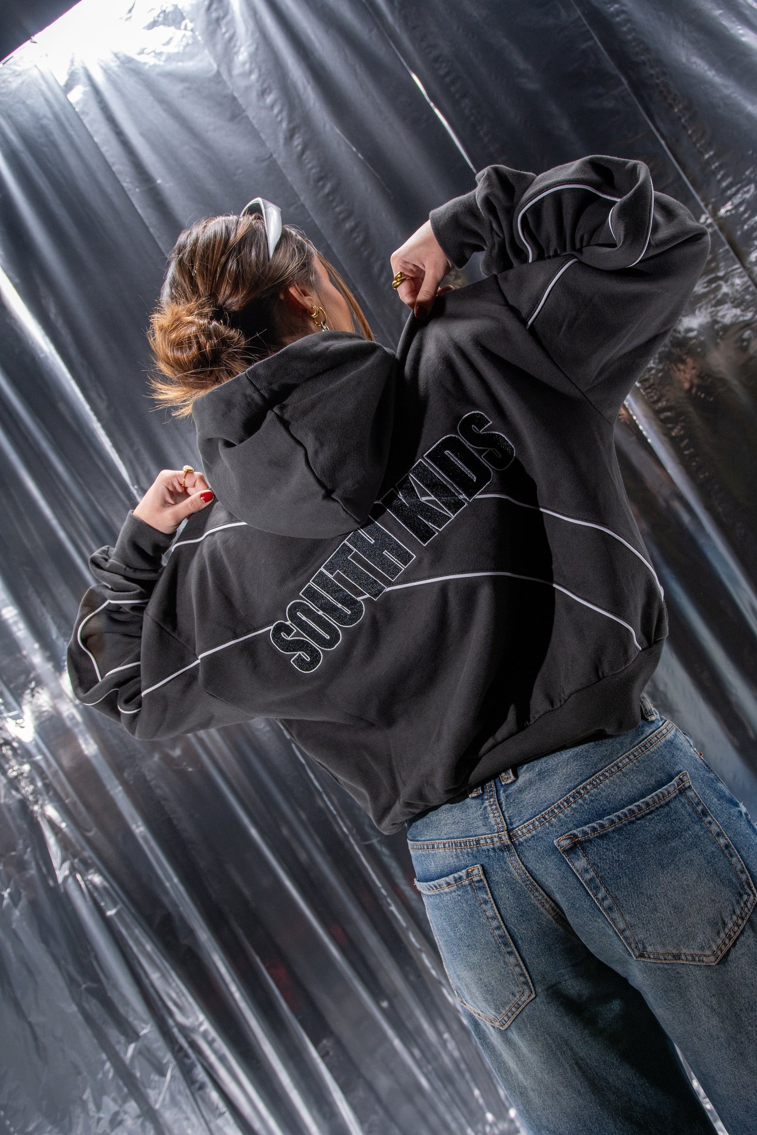 Patchwork Hoodie Black