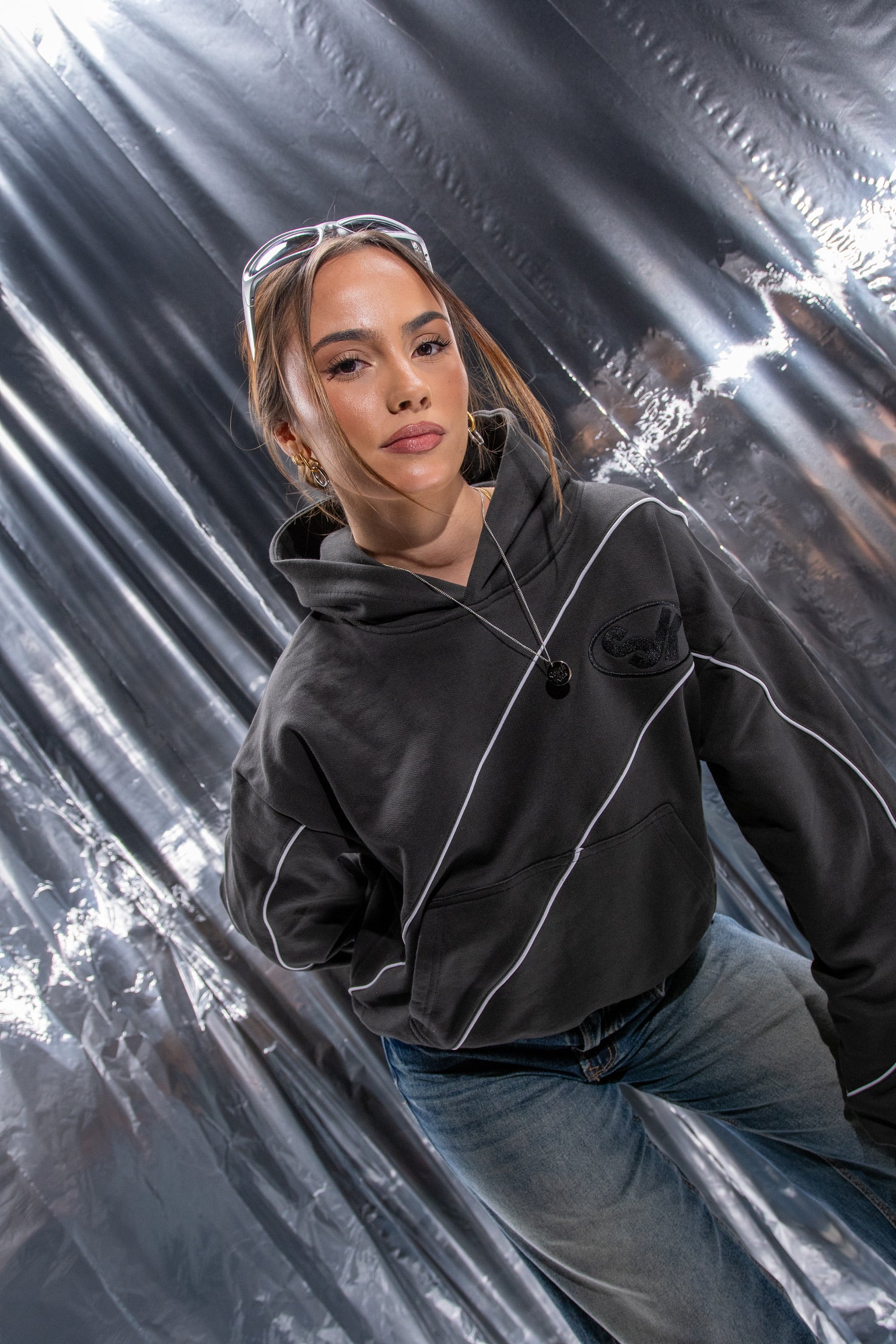 Patchwork Hoodie Black