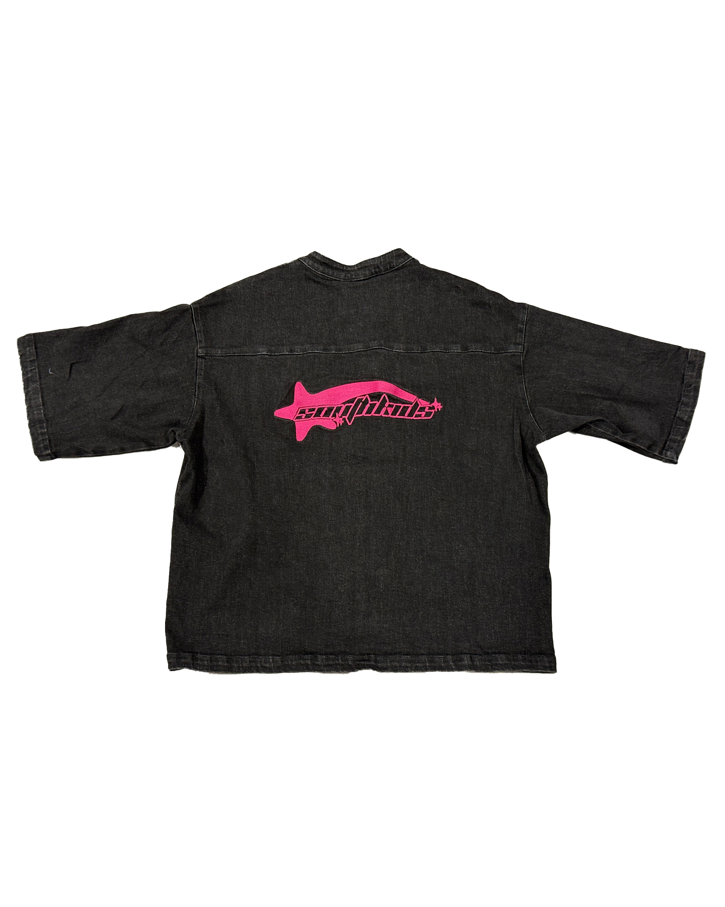 Denim Shirt Black & Pink