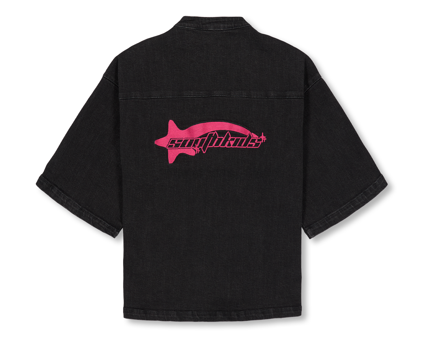 Denim Shirt Black & Pink