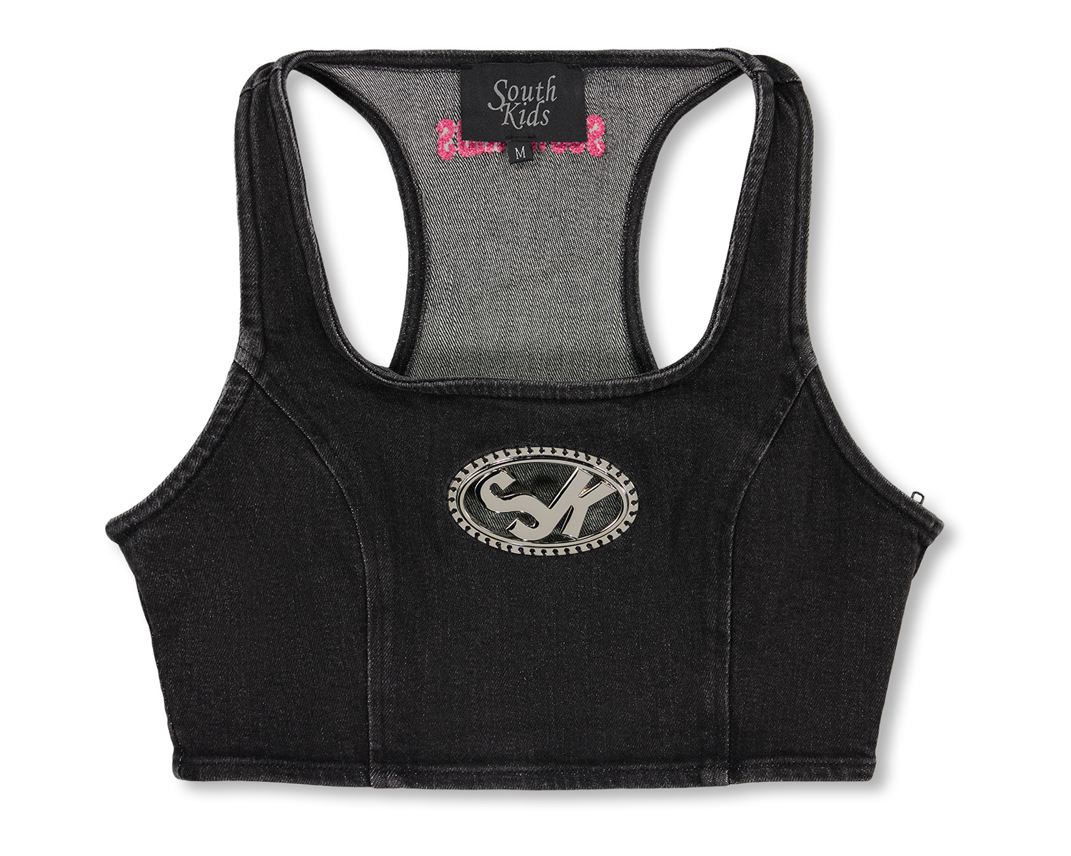 Denim Top Black & Pink