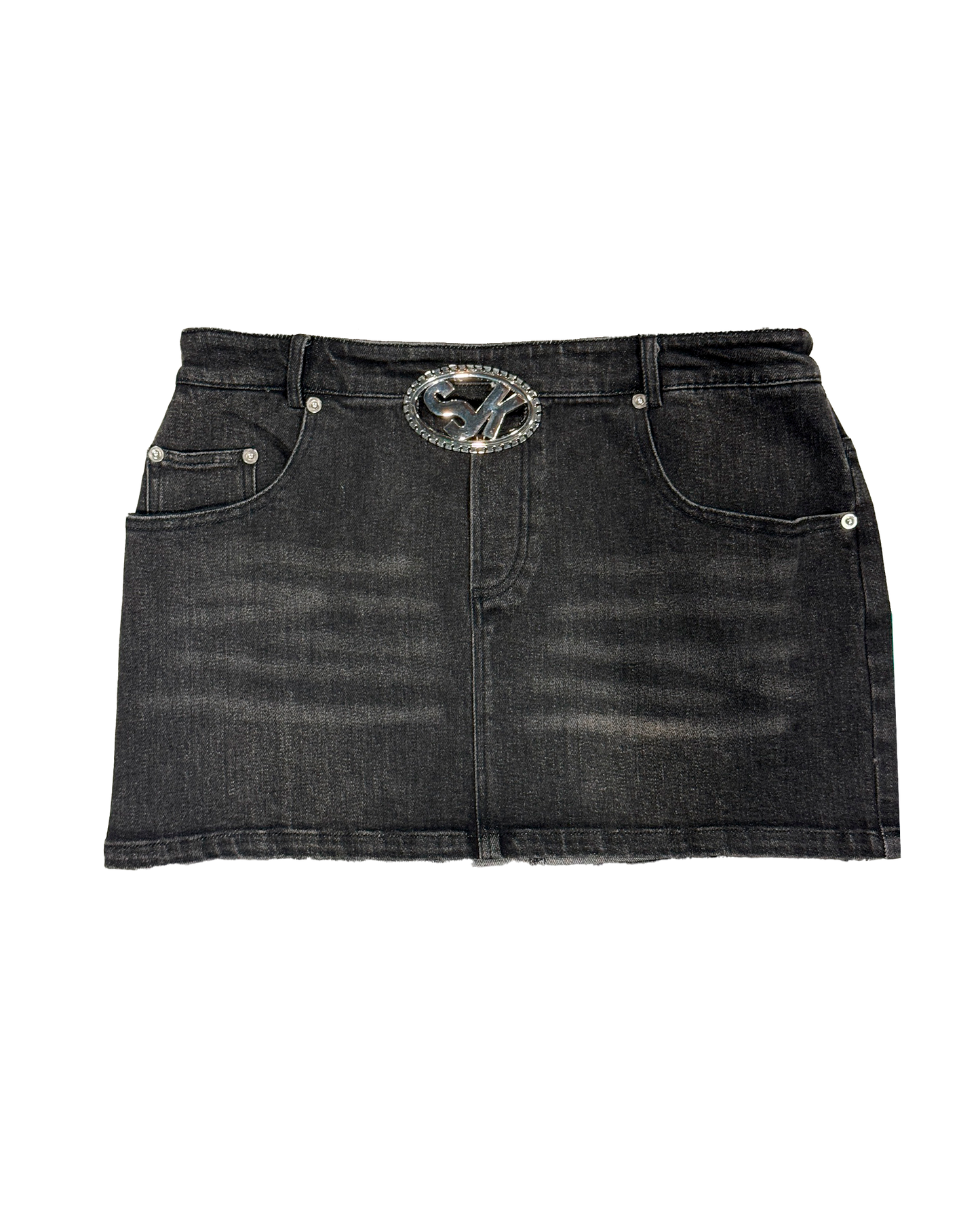 Denim Skirt Black & Pink
