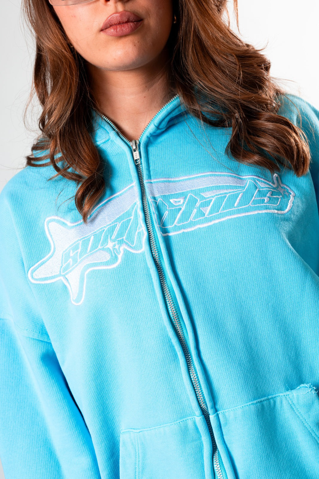 Luxury Star Cold Blue Zip Up Hoodie