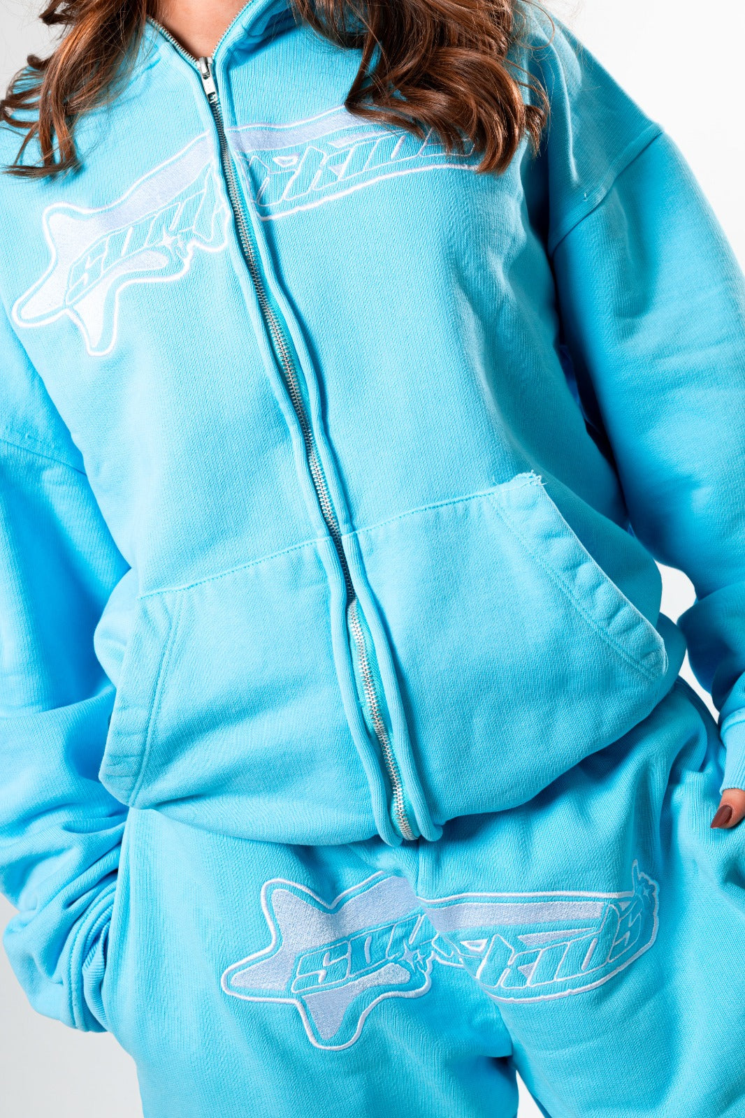 Luxury Star Cold Blue Zip Up Hoodie