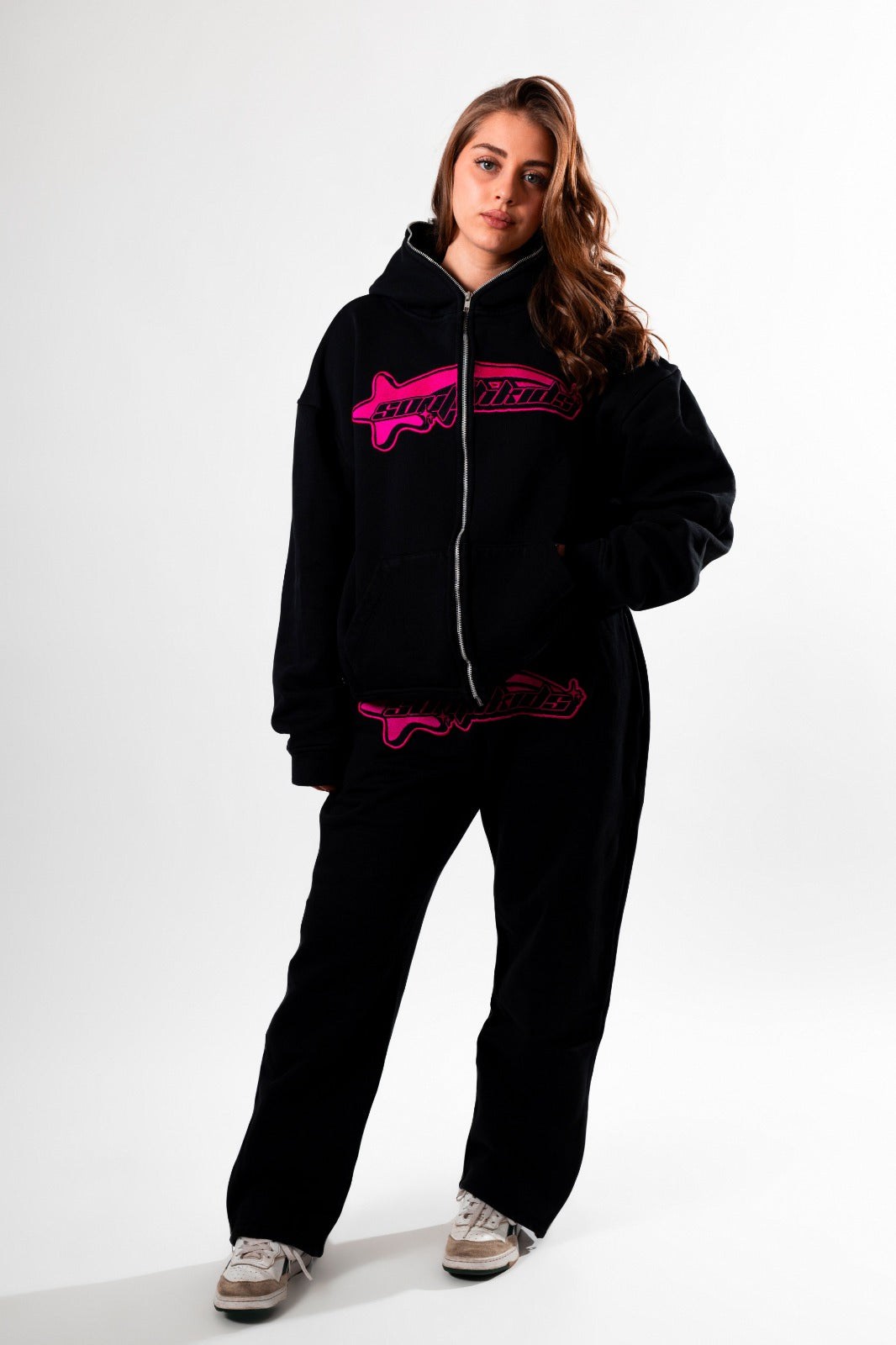 Luxury Star Black Pink Zip Up Hoodie