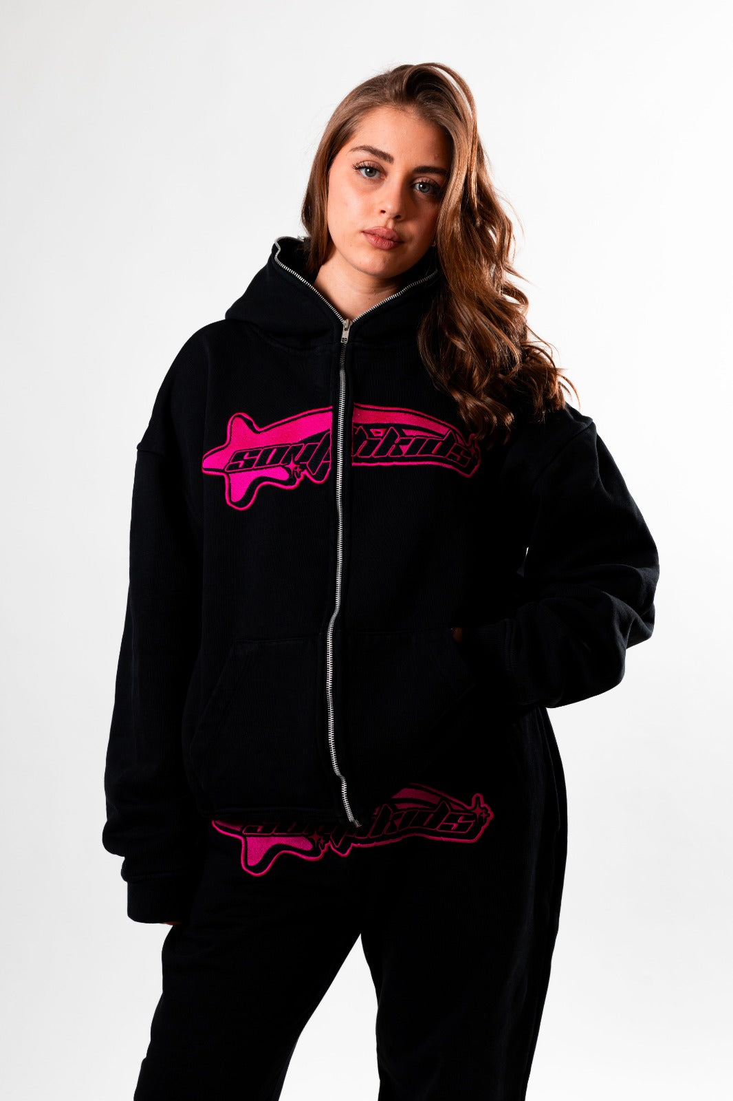Luxury Star Black Pink Zip Up Hoodie