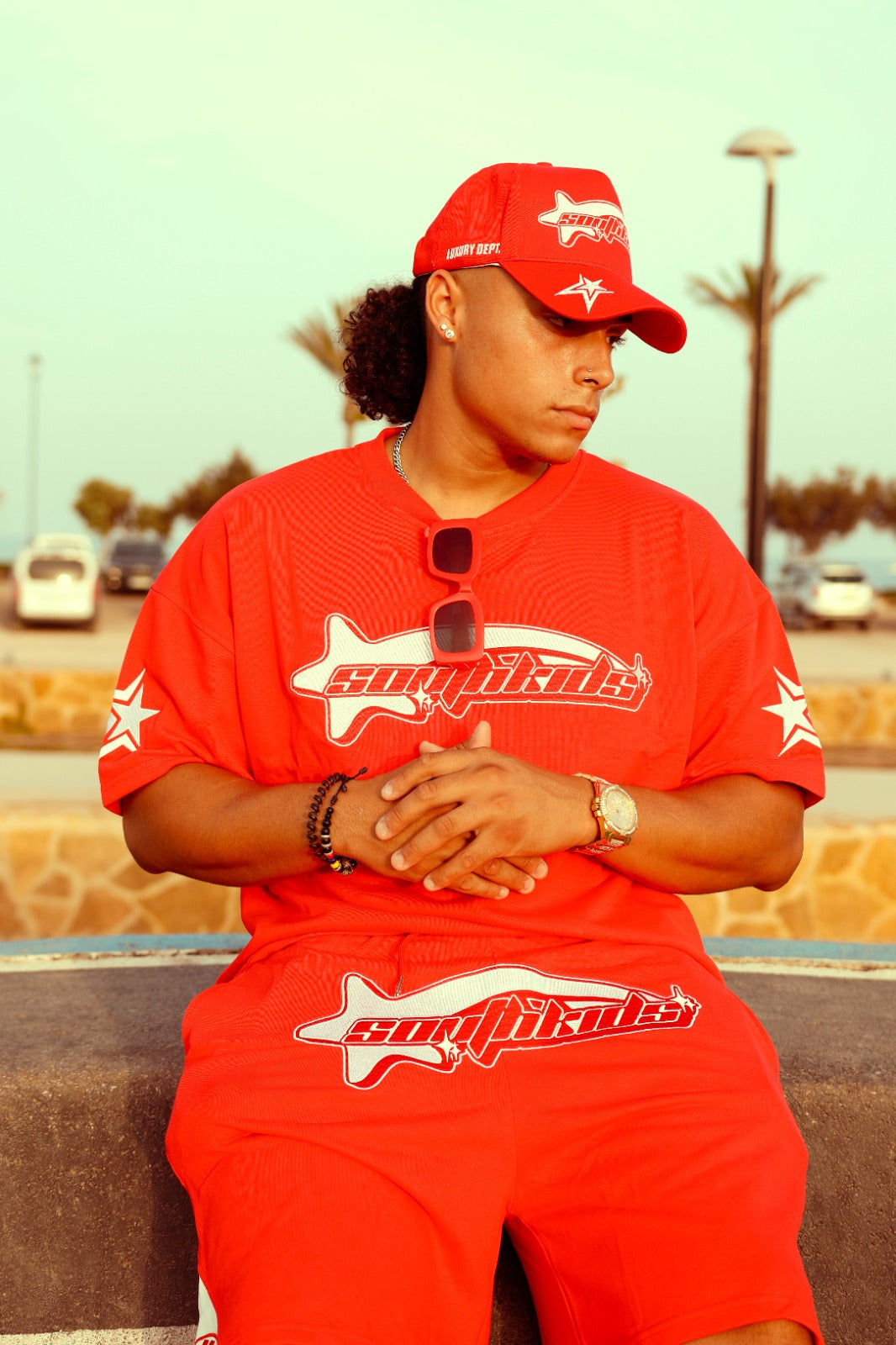 Star Tracksuit Shorts Red