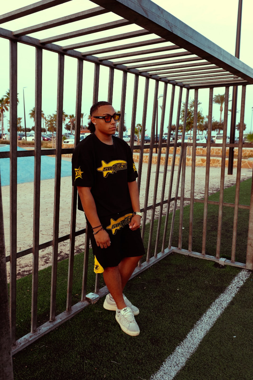 Star Tracksuit Black & Yellow Shorts