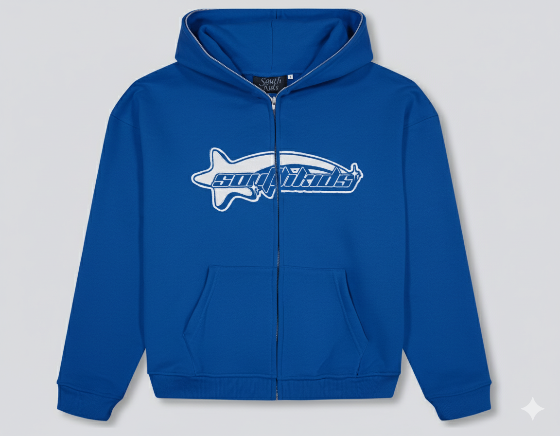 Luxury Star Blue Zip Up Hoodie