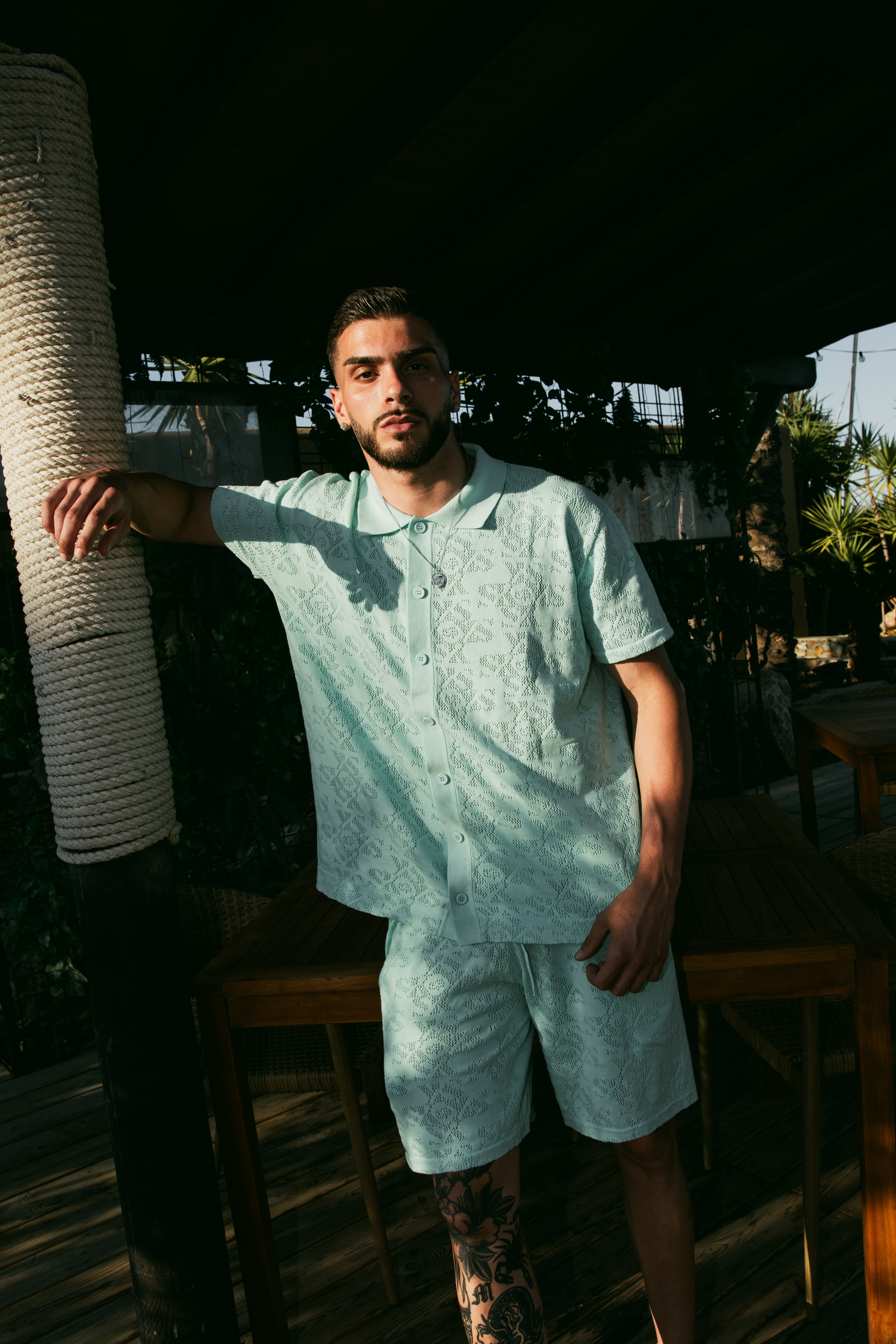 Luxury Jacquard Blue Shorts