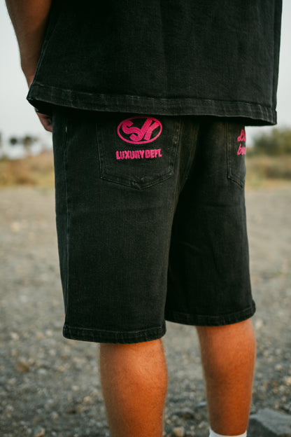 Denim Jorts Black & Pink