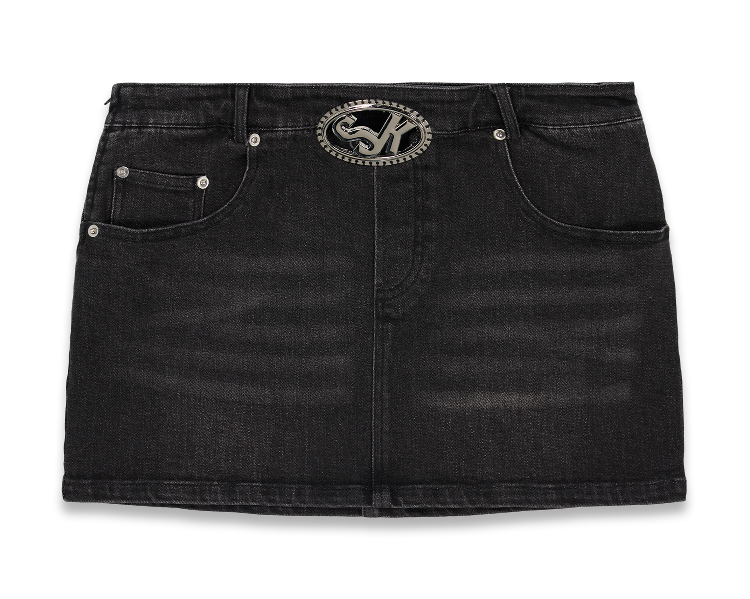 Denim Skirt Black & Pink