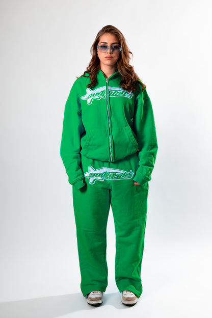 Luxury Star Green Zip Up Hoodie