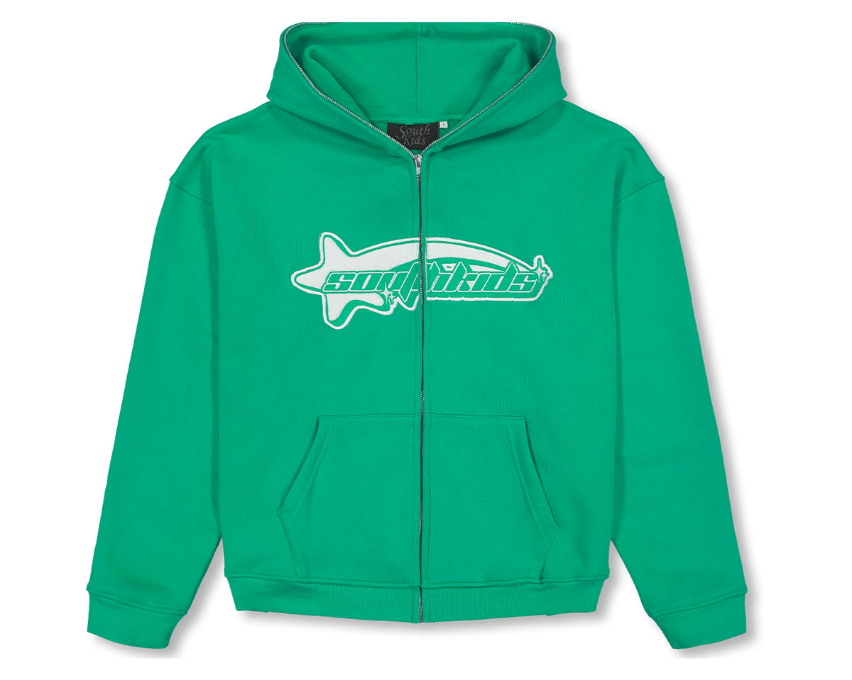 Luxury_Star_Green_Zip_Up_Hoodi