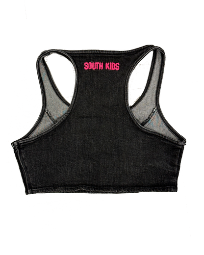 Denim Top Black & Pink