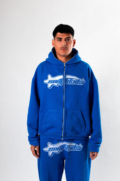 Luxury Star Blue Zip Up Hoodie