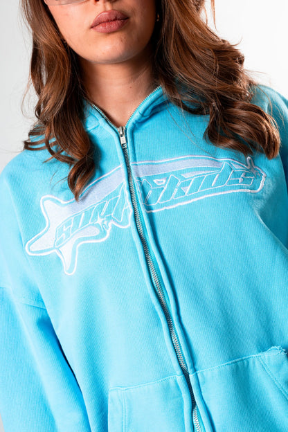 Luxury Star Cold Blue Zip Up Hoodie