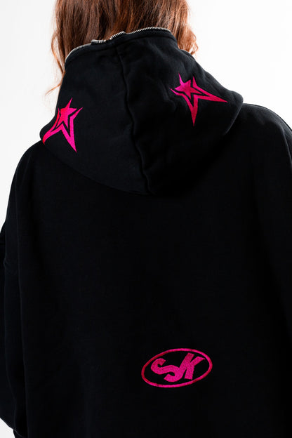 Luxury Star Black Pink Zip Up Hoodie