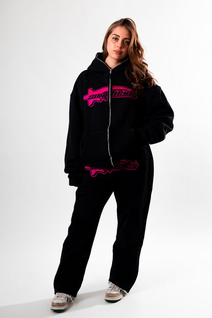 Luxury Star Black Pink Zip Up Hoodie