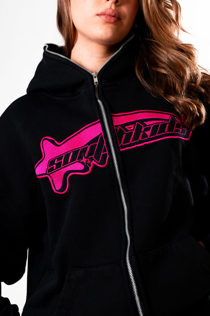 Luxury Star Black Pink Zip Up Hoodie