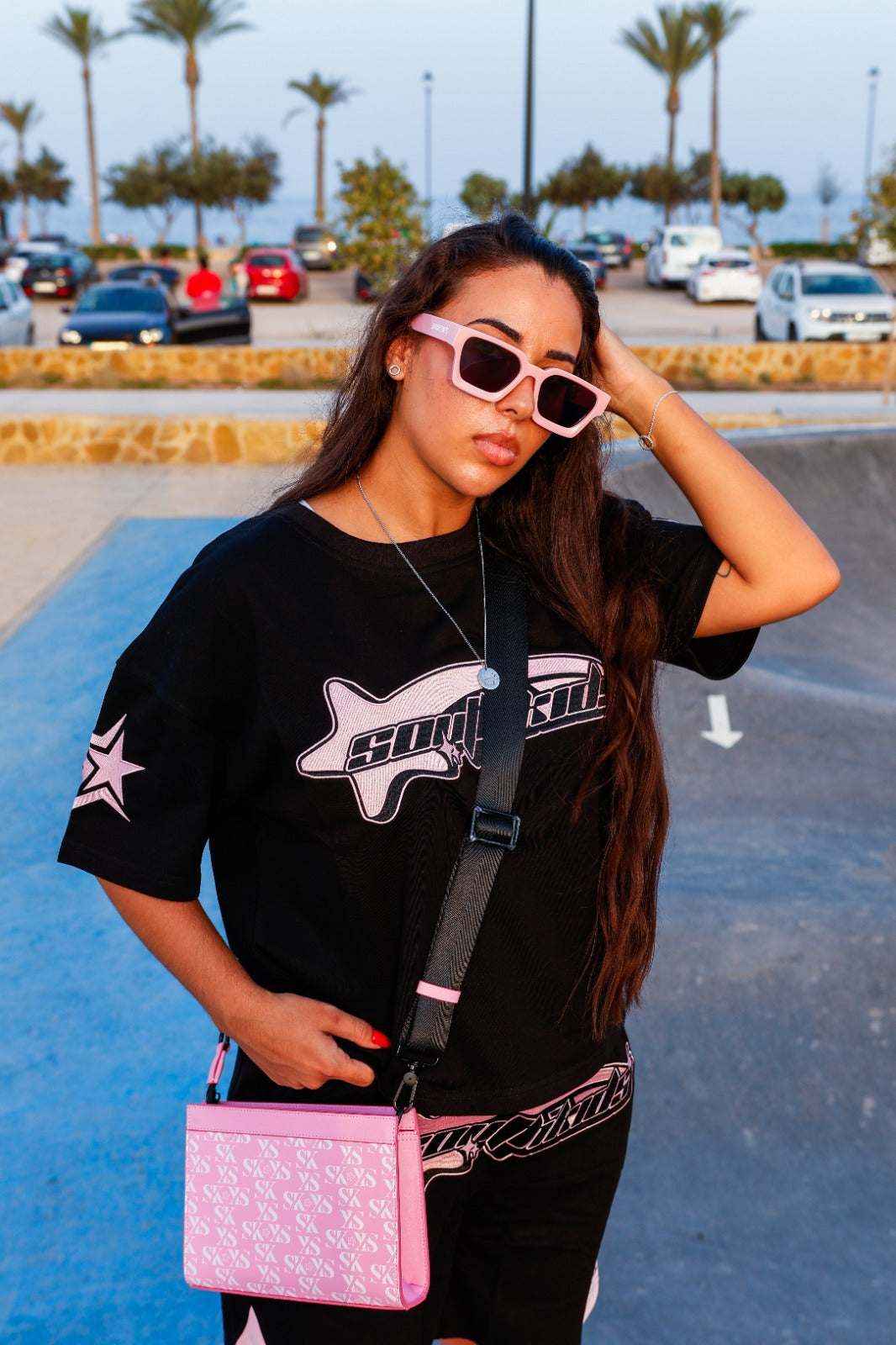 Star Tracksuit Black & Pink Tee