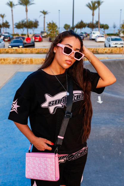 Star Tracksuit Black & Pink Tee