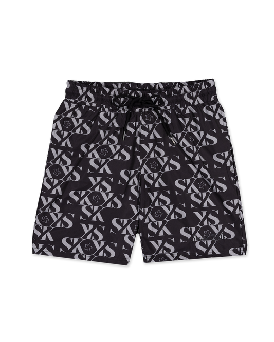 Luxury Black Monogram Swimshorts