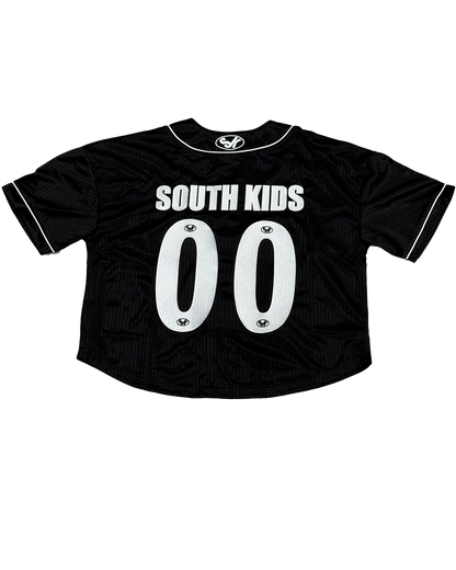 Cropped Baseball Black Tee