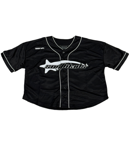 Cropped Baseball Black Tee