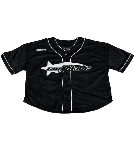 Cropped Baseball Black Tee