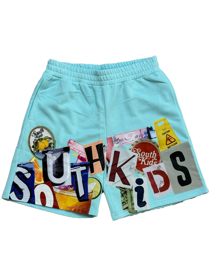 Collage Shorts Cold Blue