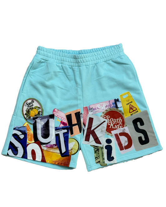 Collage Shorts Cold Blue