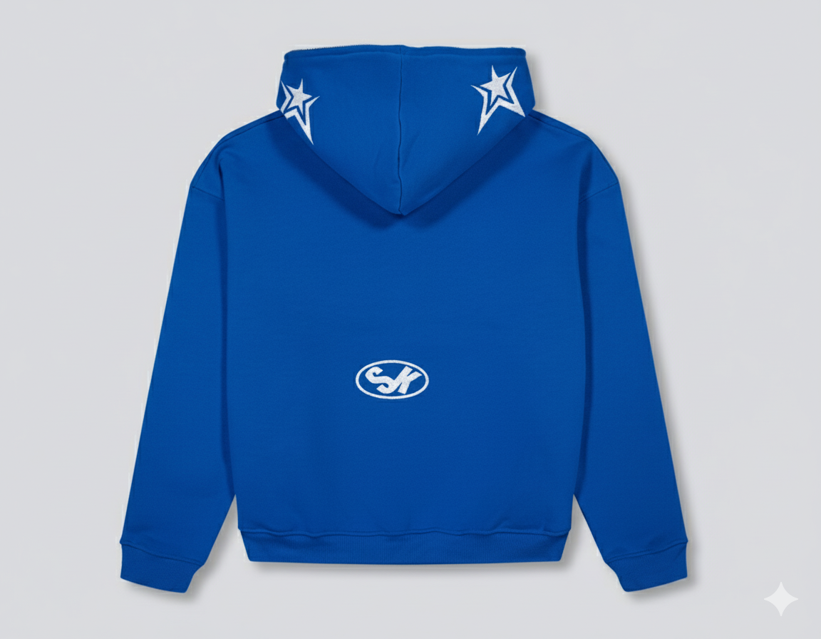 Luxury Star Blue Zip Up Hoodie