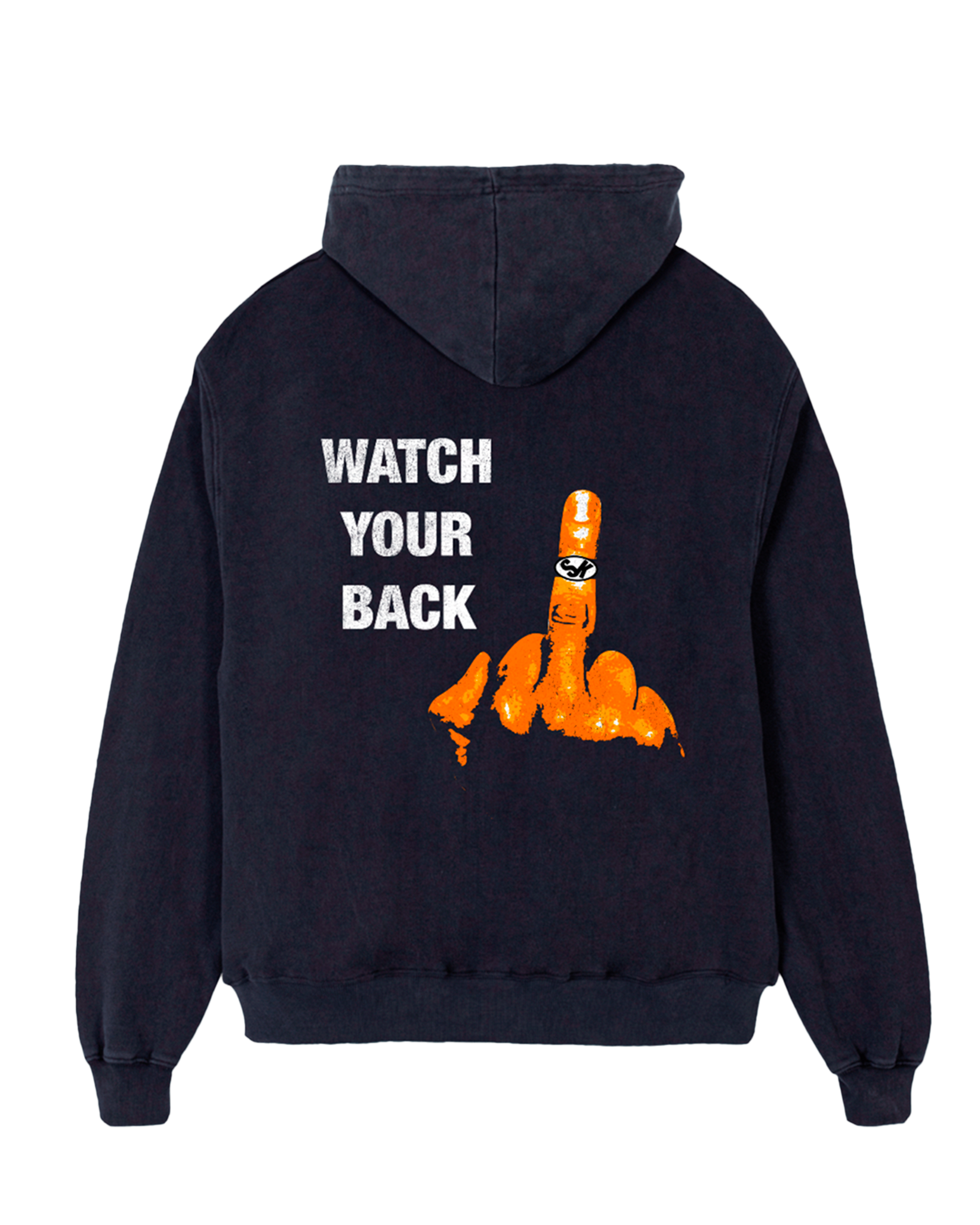 Watch Your Back Hoodie Vintage Black