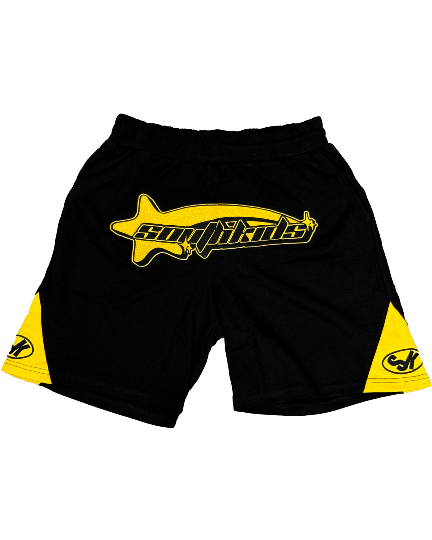 Star Tracksuit Black & Yellow Shorts