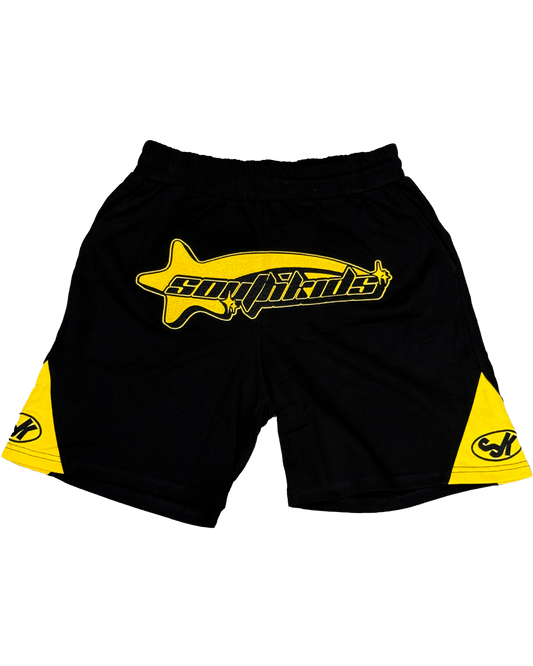 Star Tracksuit Black & Yellow Shorts